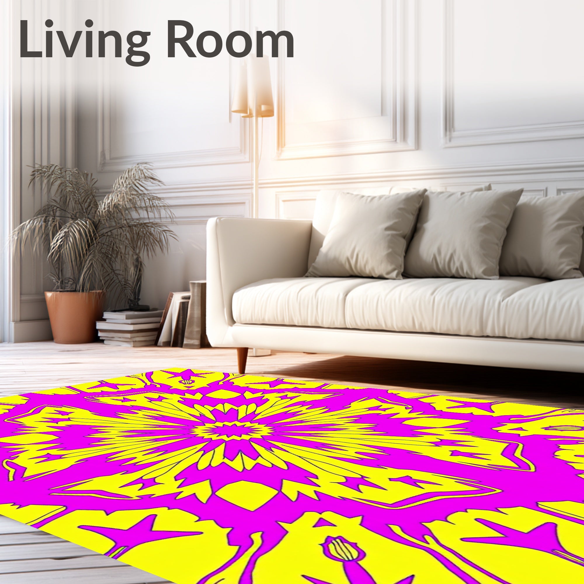 Vibrant Neon Starburst Patterned Rug