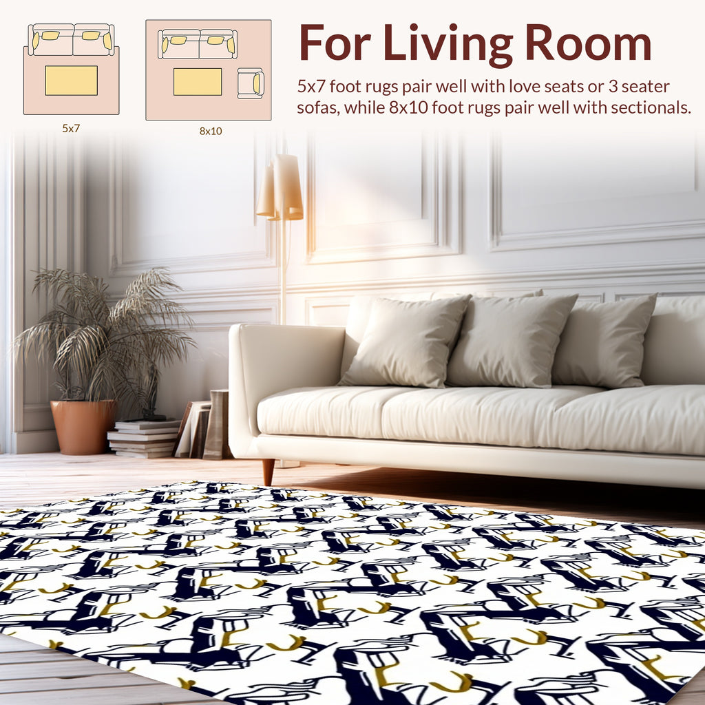 Angular Abstract Pattern With Gold Accents Rug