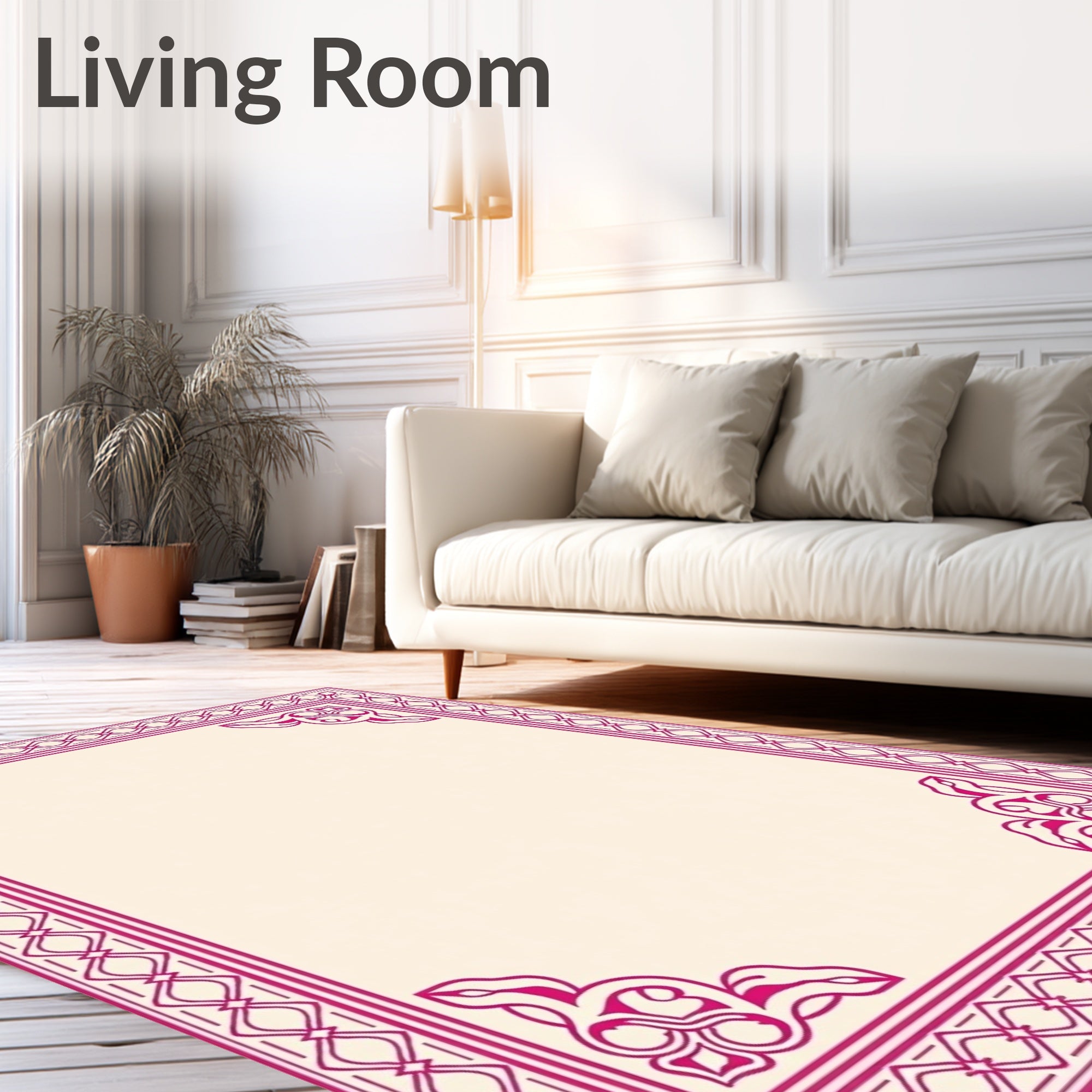 Crimson Floral Elegant Frame Design Rug