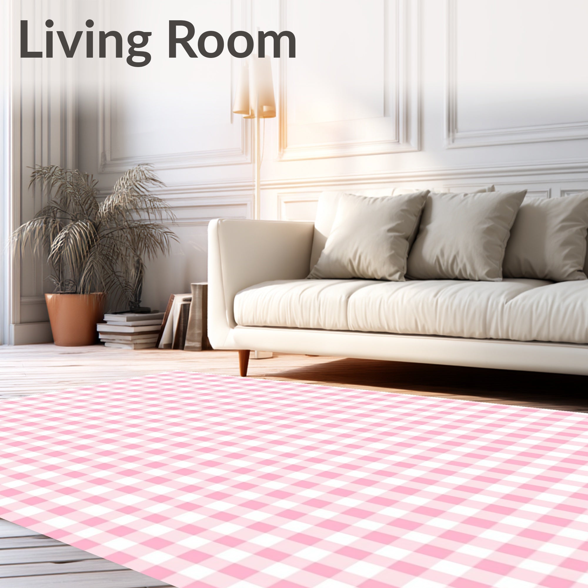 Sweet Pink Gingham Pattern Rug
