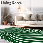 Deep Green Swirl Pattern Textile Rug