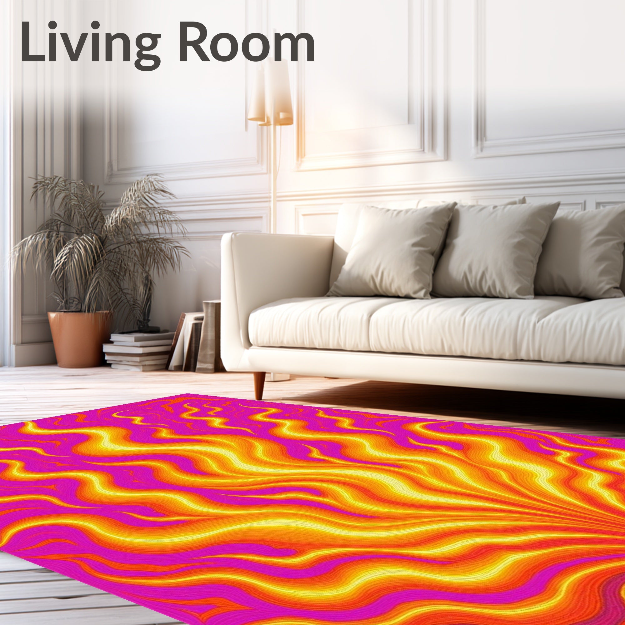 Vibrant Fiery Swirls Pattern Rug