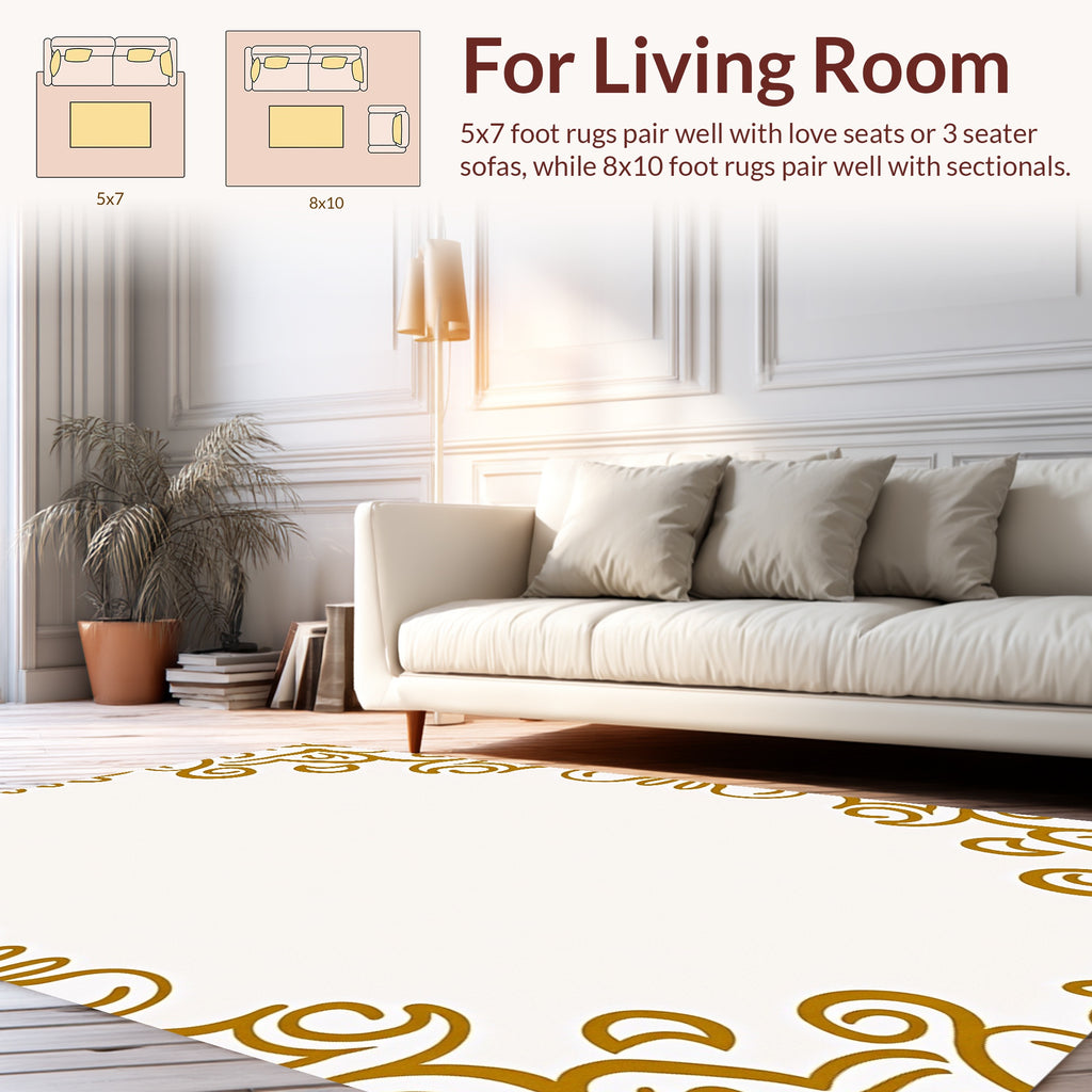 Gold Filigree Border Style Rug