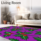 Festive Holly Berry Green Pattern Rug