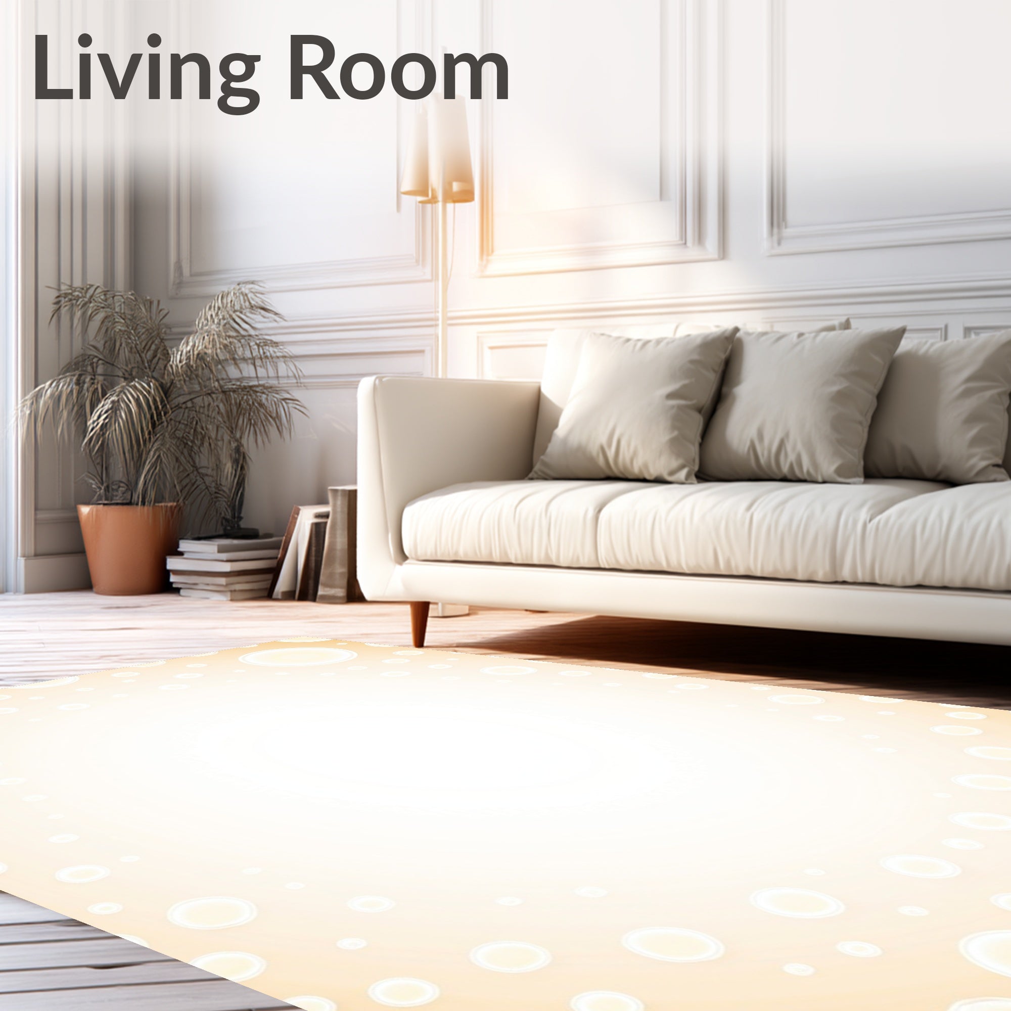 Subtle Warm Cream Bubble Pattern Rug
