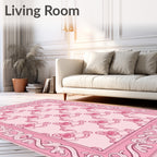Pink Orchid Floral Baroque Framing Rug