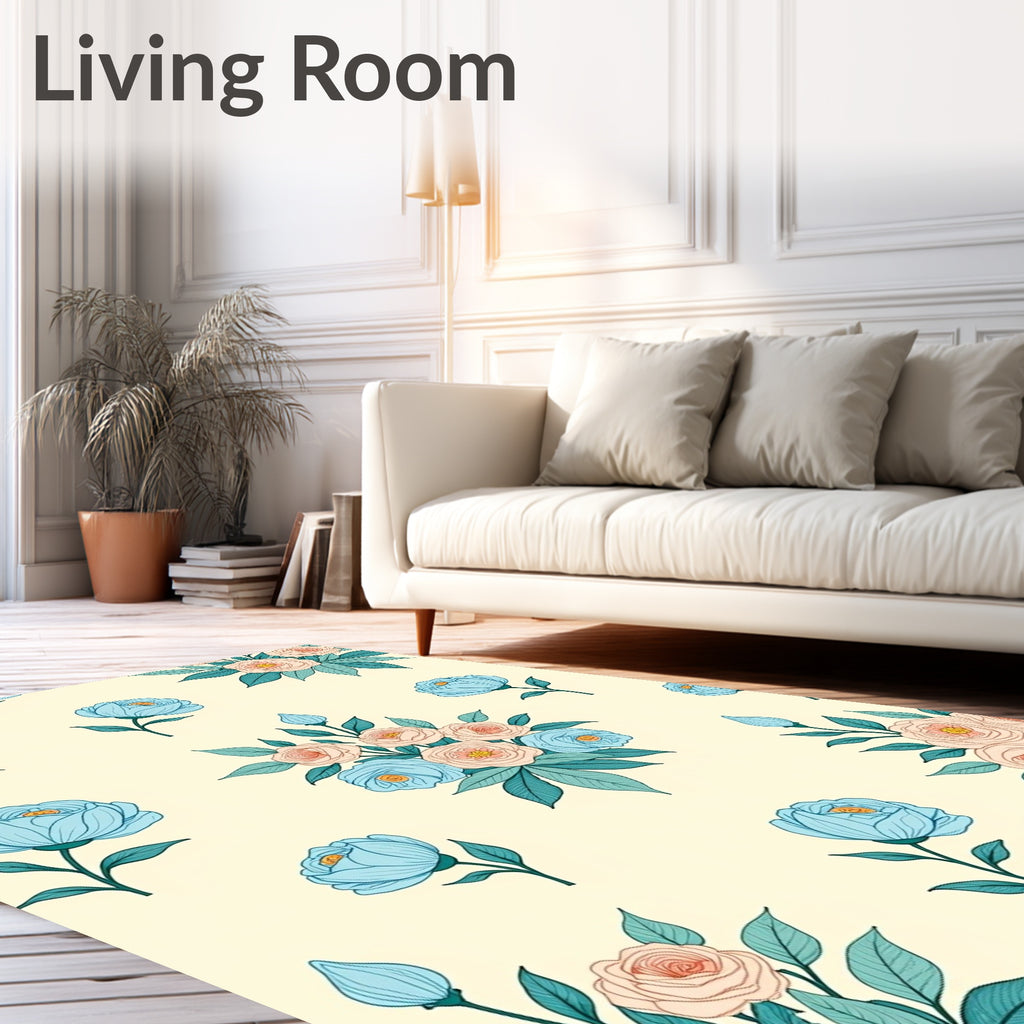 Floral Bouquet Pattern Pastel Rug