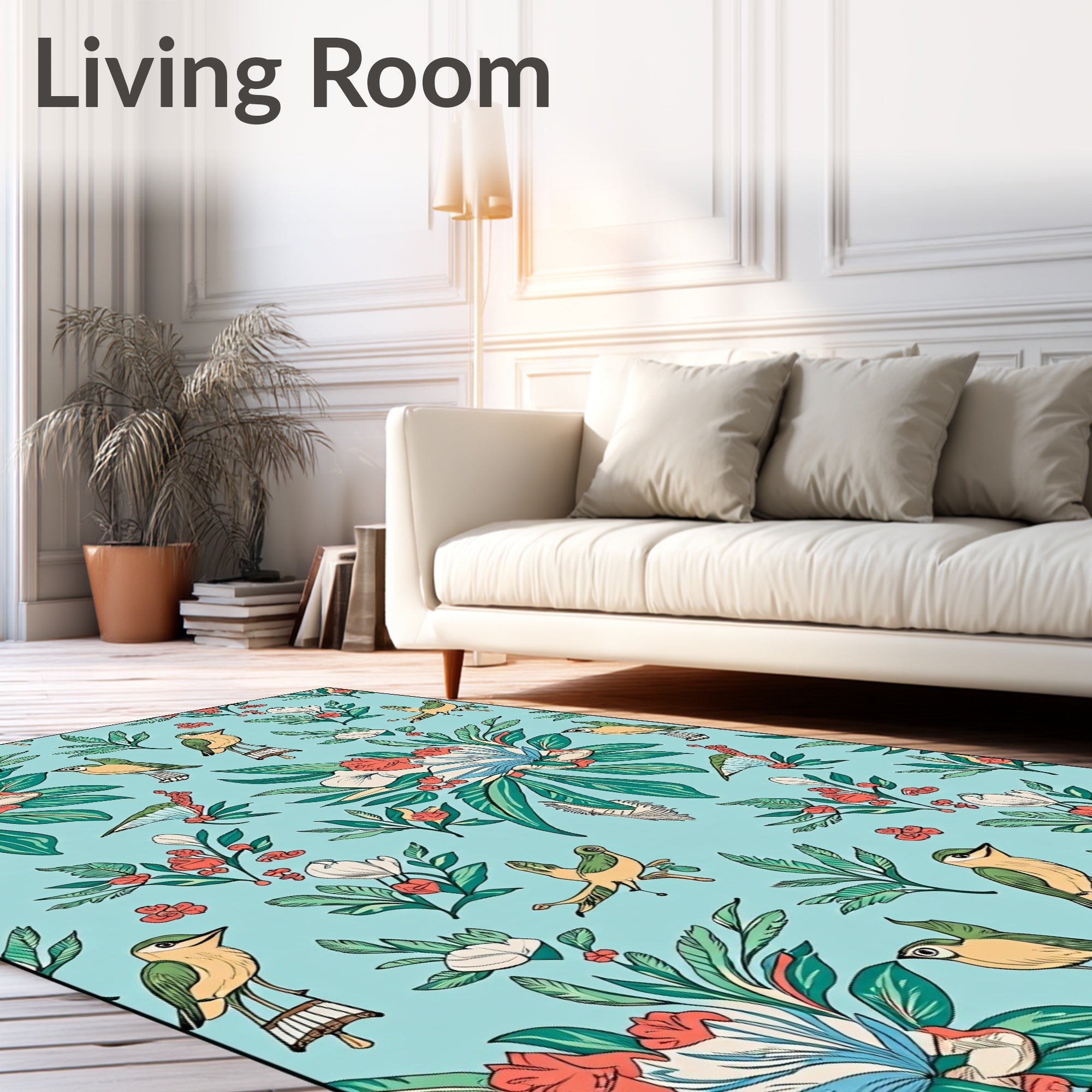 Birds and Blooms Tropical Pattern Rug