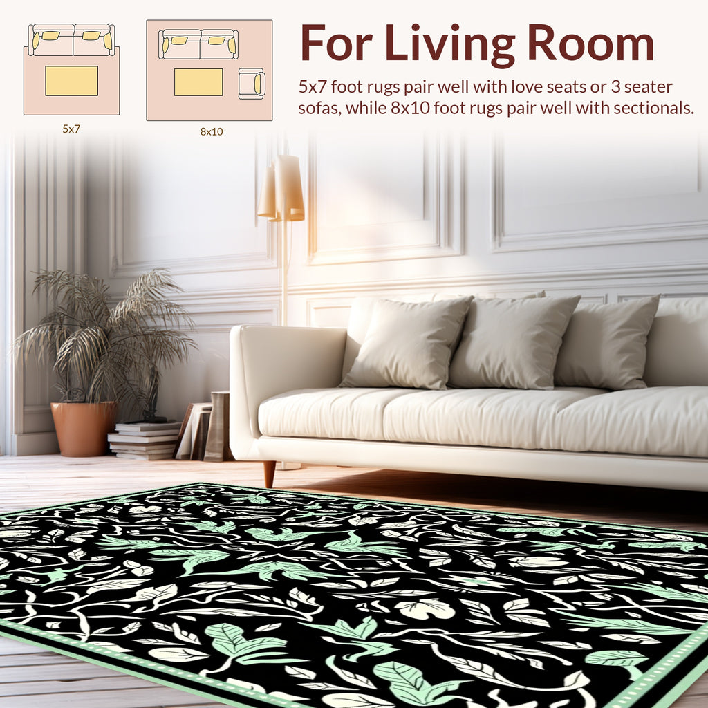 Botanical Symmetry Style Art Rug