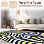 Bold Yellow Blue Wavy Stripes Rug