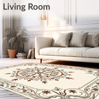Intricate Floral Mandala Border Design Rug