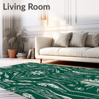 Green Cream Abstract Floral Pattern Rug