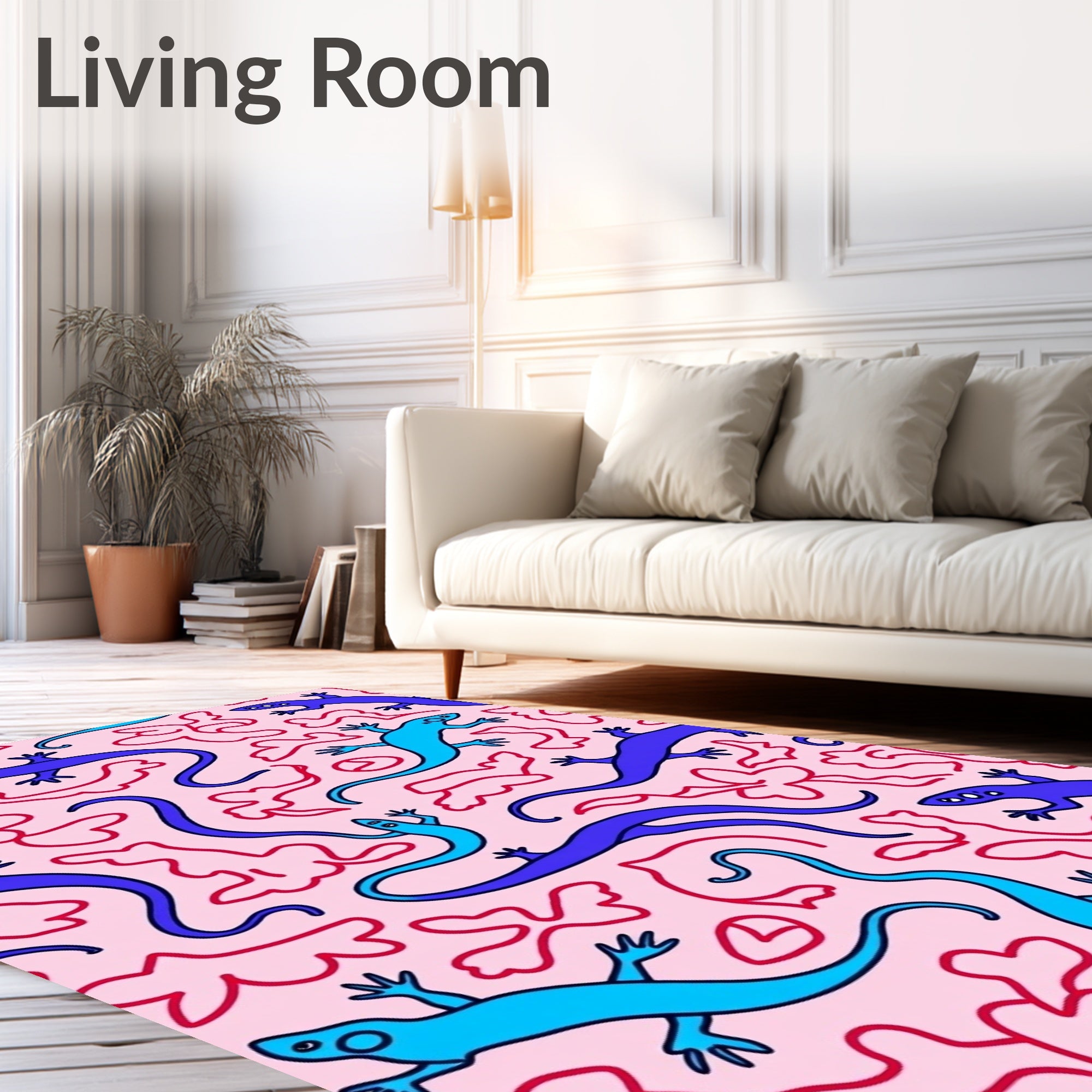 Whimsical Lizard Pattern Playful Design Rug