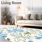 Art Nouveau Blue Floral Vines Rug