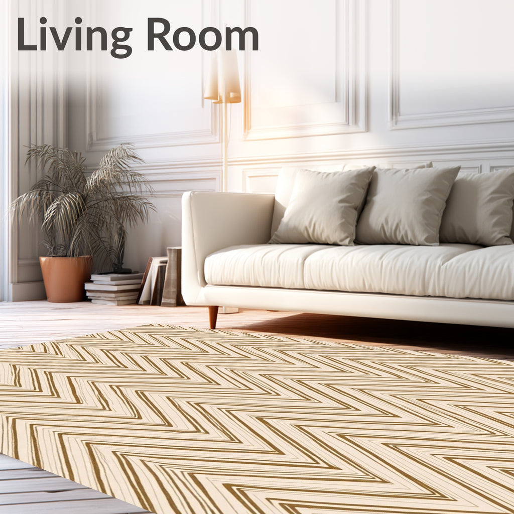 Hand Drawn Zigzag Chevron Lines Pattern Rug