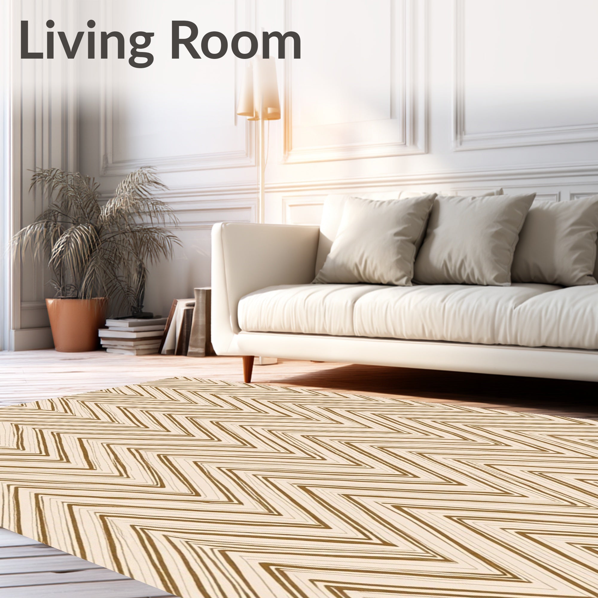 Hand Drawn Zigzag Chevron Lines Pattern Rug