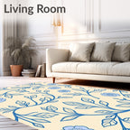 Delicate Blue Floral Vine Pattern Rug