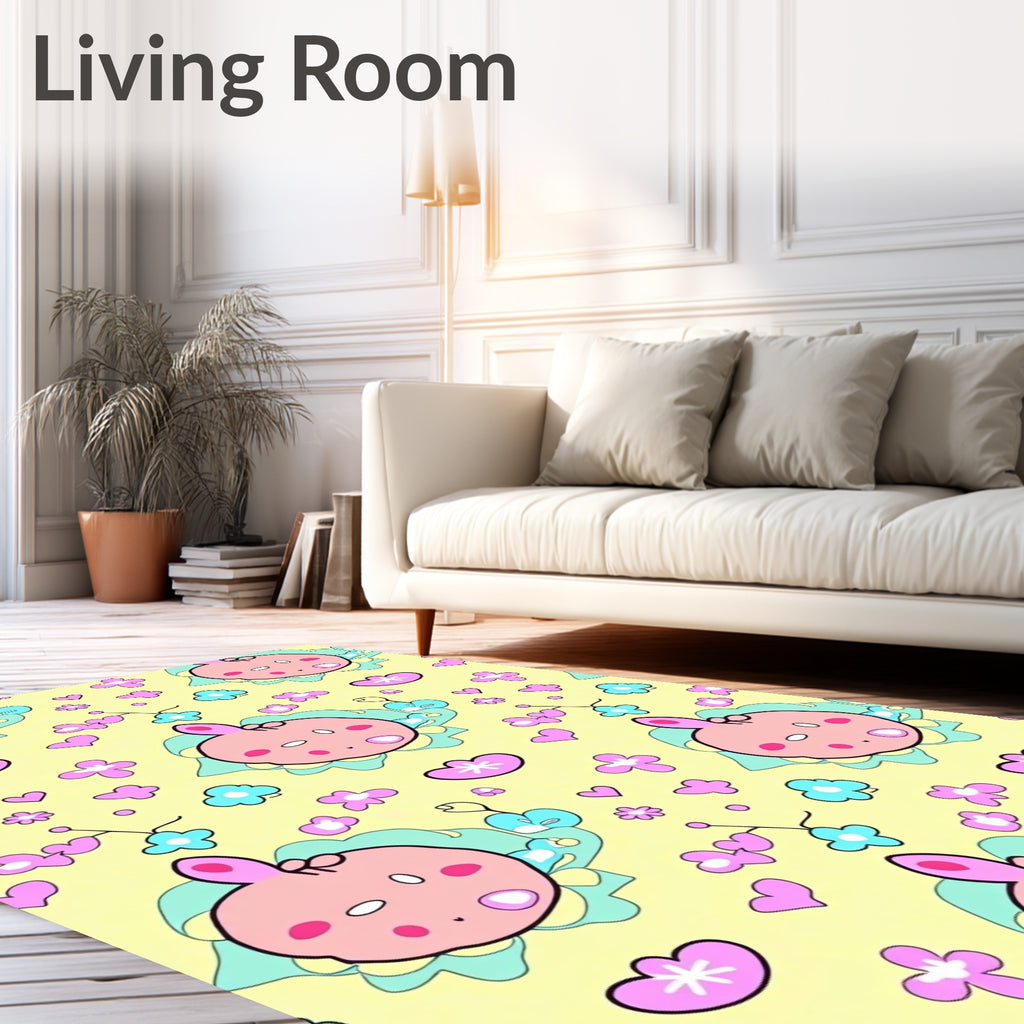 Sweet Baby Animal Floral Pattern Rug