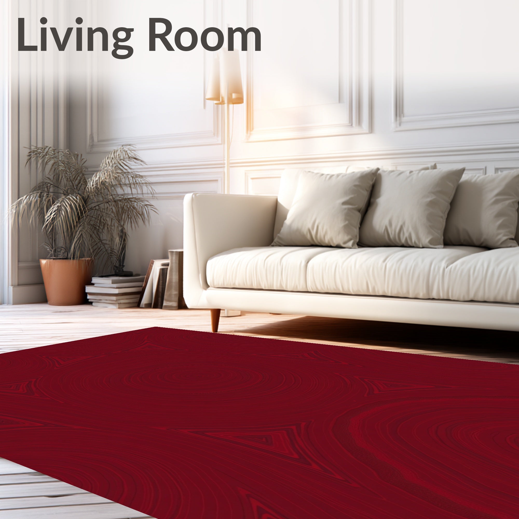 Deep Red Swirling Triangles Pattern Rug