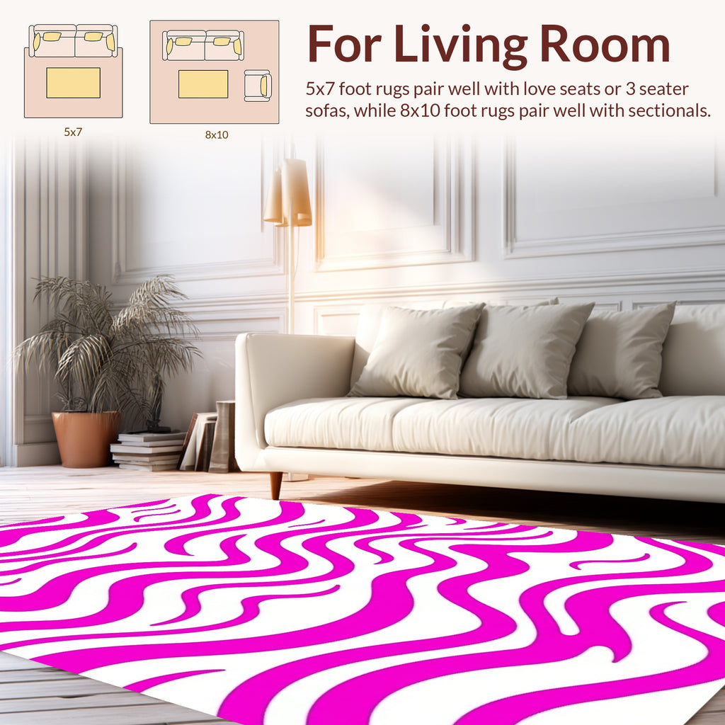 Bold Pink Stripe Abstract Waves Rug