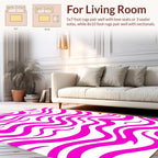 Bold Pink Stripe Abstract Waves Rug