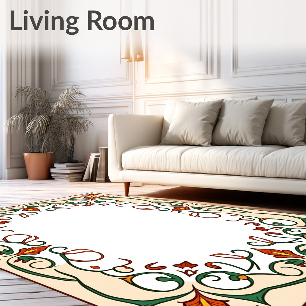 Vineleaf Arabesque Scrollwork Pattern Rug