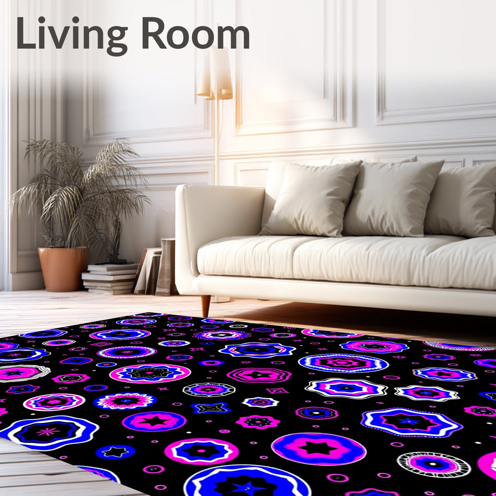 Colorful Floral Star Geo Pattern Rug