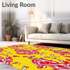 Bright Red Floral Swirl Pattern Rug