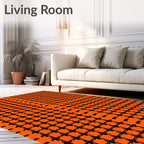 Bold Orange Black Grid Pattern Rug