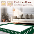 Elegant Dark Green White Border Rug