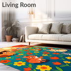 Cute Cats And Flowers Design Rug
