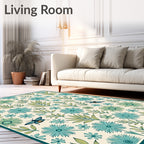 Botanical Daisy Butterfly Pattern Rug