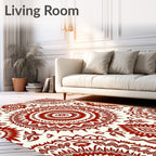 Intricate Red Floral Mandala Pattern Rug