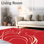 Elegant Red Swirl Motif Design Rug