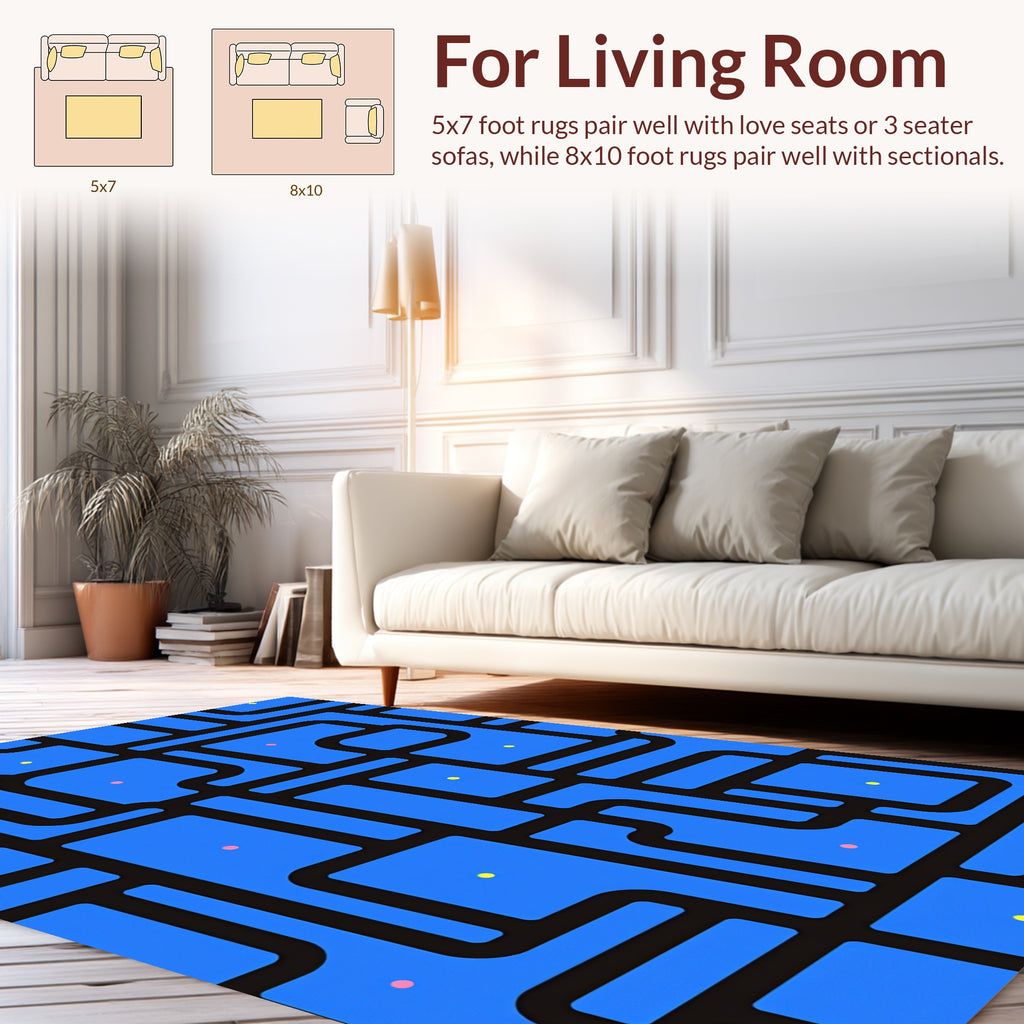 Blue Abstract Geometric Pattern Rug