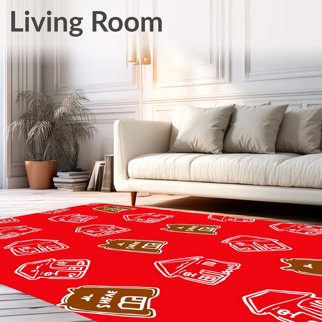 Charming Houses with Signage Pattern Rug