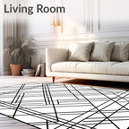 Black And White Geometric Lines Rug