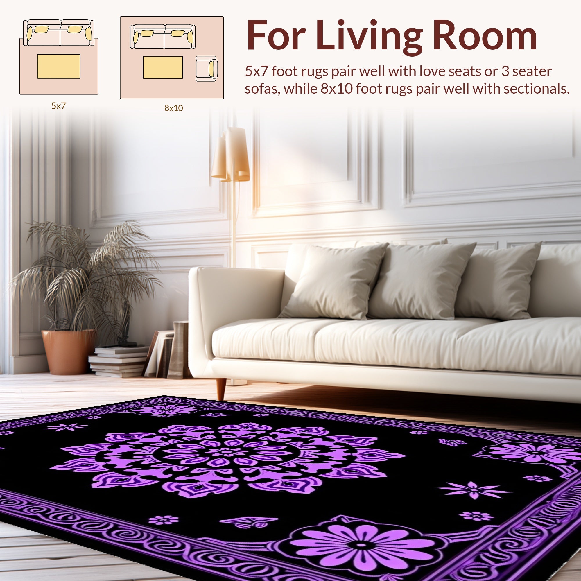 Lila Floral Mandala Geometric Rug