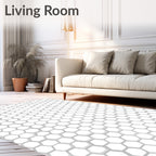 Modern Grey Hexagonal Grid Rug