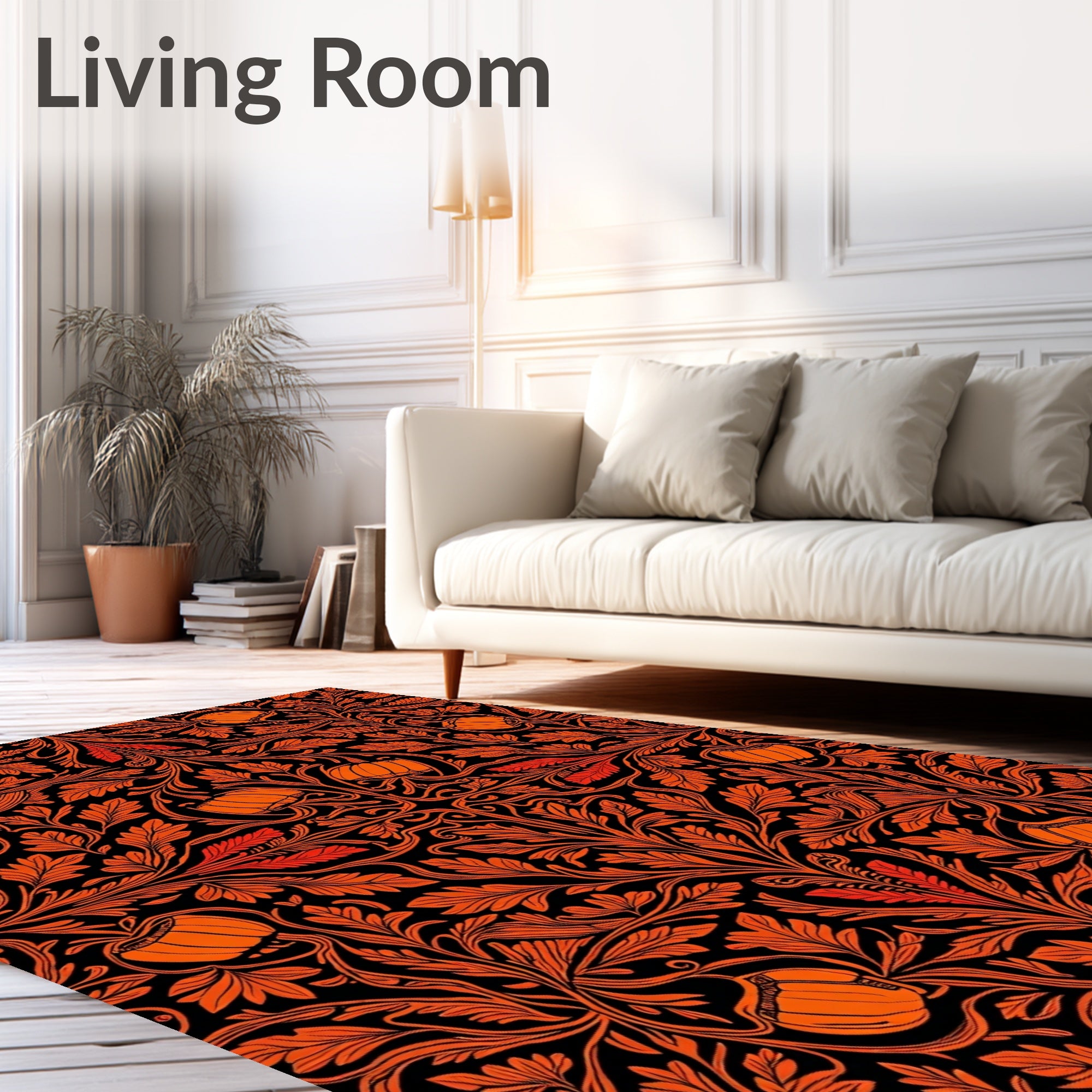 Orange Blossom Vine Pattern Rug