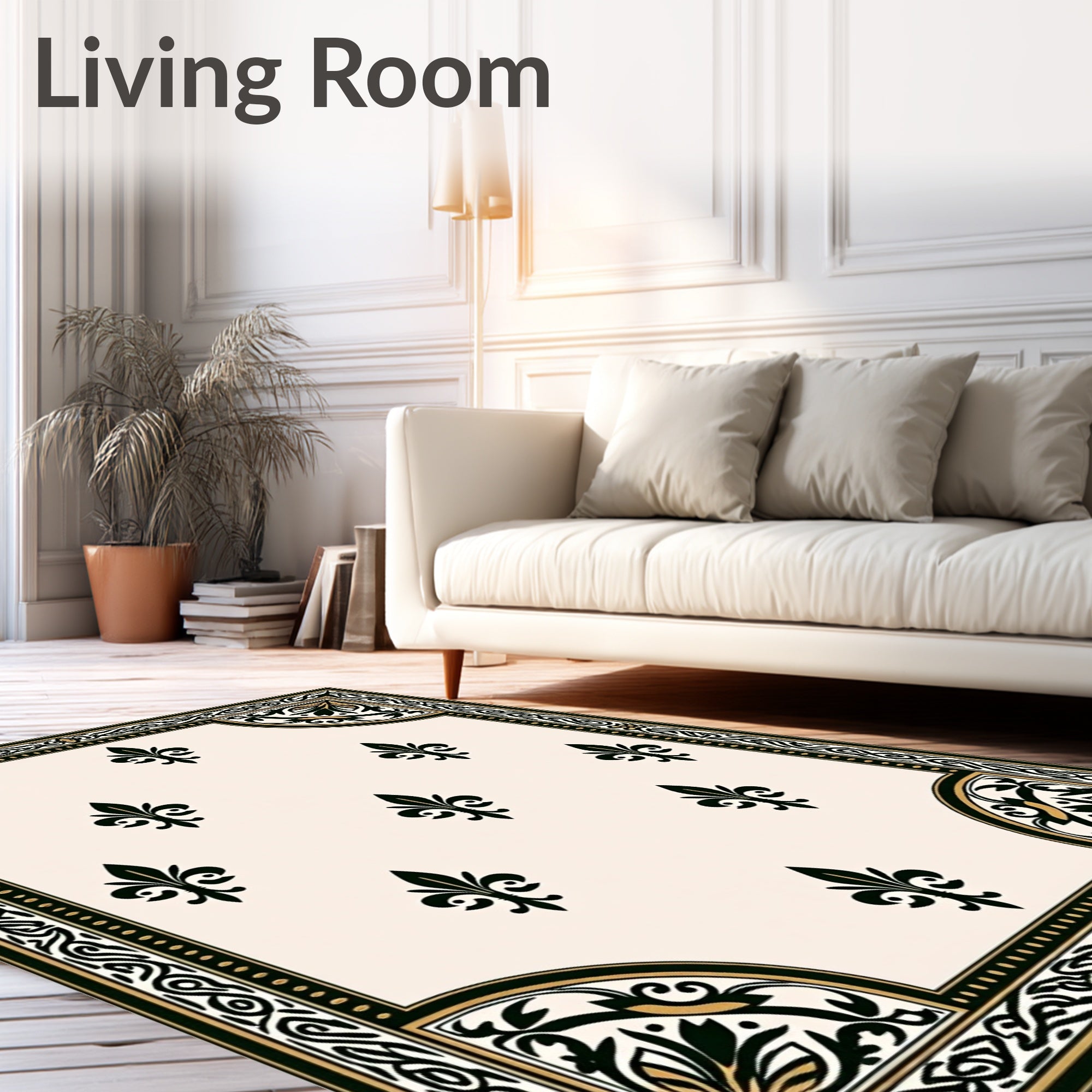 Ornate Fleur de Lis Classic Motif Rug