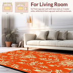 Damask Floral Patterned Orange Rug Design Rug