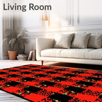 Bold Red Black Checker Abstract Pattern Rug