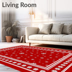 Winter Snowflake Border Design Red Rug