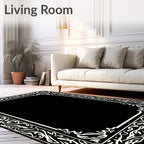 Elegant White Floral Border Design Rug