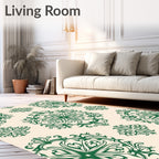 Emerald Floral Damask Pattern Rug
