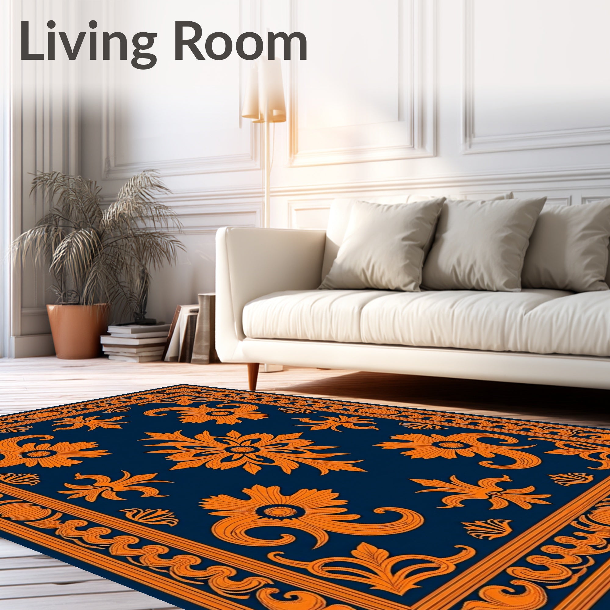 Ornate Floral Swirls Pattern Rug