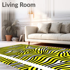 Bold Yellow Black Wavy Stripes Rug