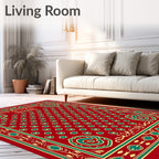 Red Geometric Floral Medallion Design Rug