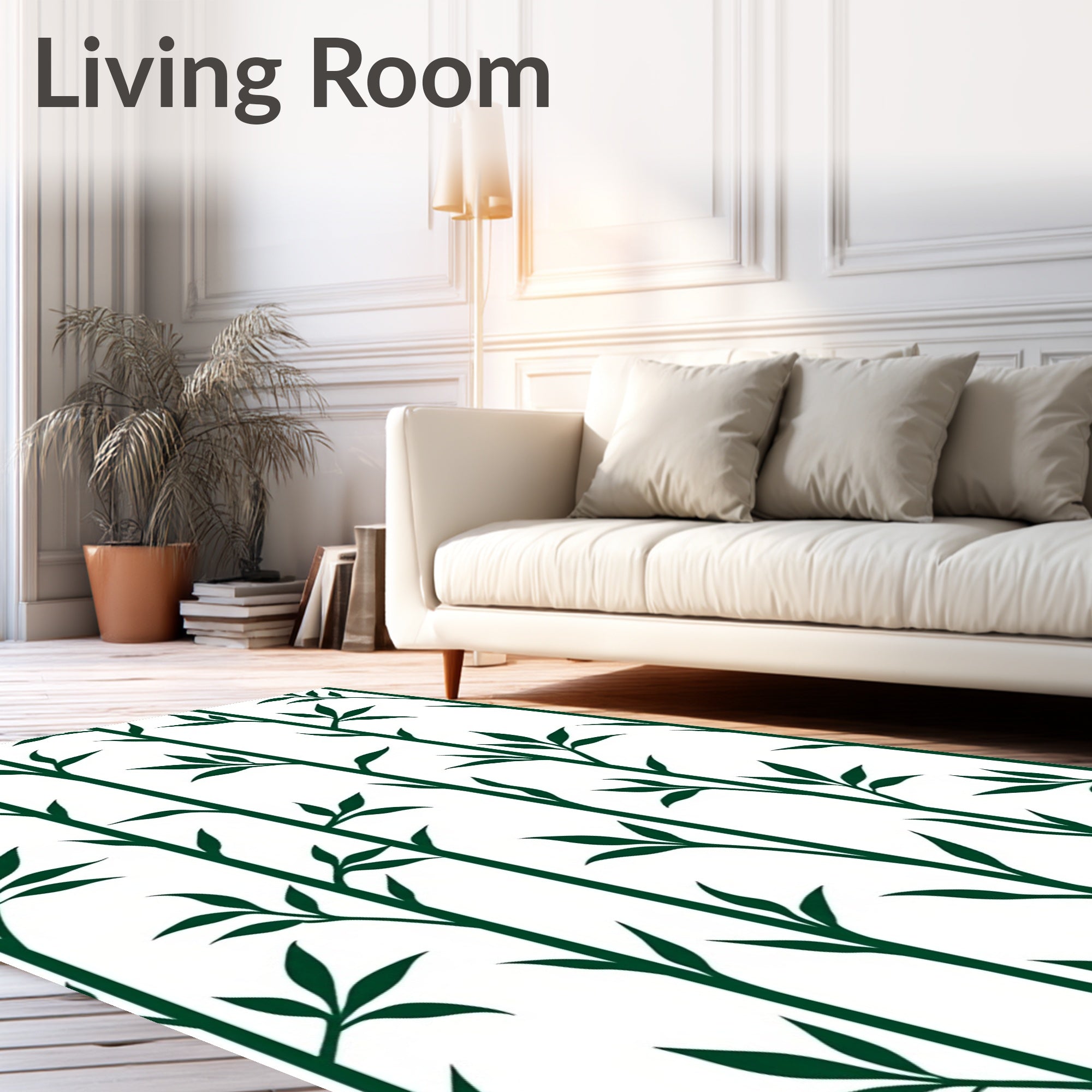 Vertical Bamboo Leaf Print Design Rug
